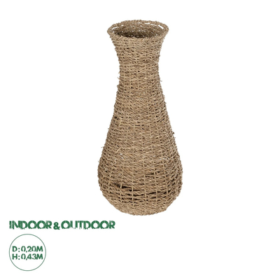 GloboStar® Artificial Garden CALIFORNIA 21239 Διακοσμητικό Πλεκτό Καλάθι - Κασπώ Γλάστρα - Flower Pot Μπεζ Μ20 x Π20 x Υ43cm