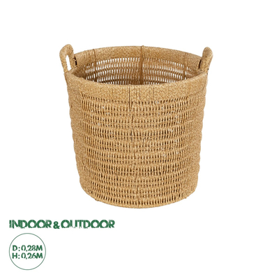 GloboStar® Artificial Garden BARBADOS 21499 Διακοσμητικό Πλεκτό Καλάθι - Κασπώ Γλάστρα - Flower Pot Μπεζ Μ28 x Π28 x Υ26cm
