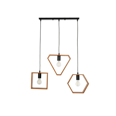 GLOBOSTAR® ELISE 999-0034 Μοντέρνο Κρεμαστό Φωτιστικό Οροφής με Ντουί 3 x E27 AC 220-240V IP20 - Καφέ & Μαύρο - Μ74 x Π9 x Υ40cm