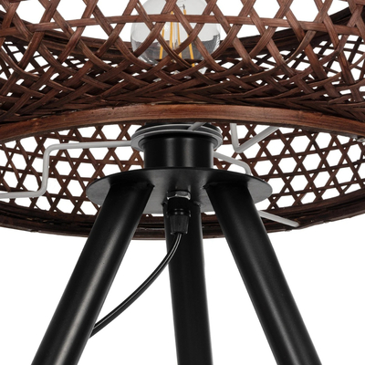 GloboStar® ZORION 999-0040 Vintage Επιτραπέζιο Φωτιστικό Πορτατίφ Μονόφωτο 1 x E27 IP20 Καφέ Ξύλο με Μαύρο Μέταλλο - Μ40 x Π40 x Υ43.5cm