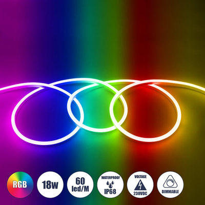 GloboStar® 999-0245 OVALE 120° Degree Neon Flex Epistar LED SMD 5050 1m 18W/m 60LED/m 1260lm/m 120° DC 230V Αδιάβροχη IP68 RGB Dimmable Μ100 x Π2.6 x Υ1.7cm