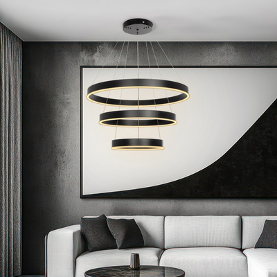 kelvo® VENOM 61188 Μοντέρνο Κρεμαστό Φωτιστικό Οροφής LED 120W 14158lm 120° AC 220-240V IP20 Ρυθμιζόμενο Λευκό CCT με Χειριστήριο από 2700K έως 6000K Dimmable - Lumileds SMD Chip - Μαύρο Ματ - Μ80 x Π80 x Υ60cm - 3 Χρόνια Εγγύηση