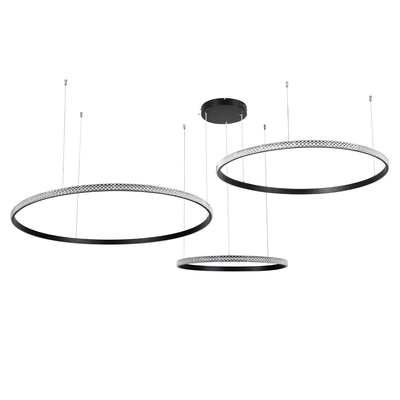 GLOBOSTAR® DIAMOND TRIO 61146 Μοντέρνο Κρεμαστό Φωτιστικό Οροφής LED 150W 18379lm 360° AC 220-240V IP20 Ρυθμιζόμενο Λευκό CCT με Χειριστήριο από 2700K έως 6000K Dimmable - Lumileds SMD Chip - Μαυρό Ματ - Μ170 x Π170 x Υ60cm - 3 Χρόνια Εγγύηση