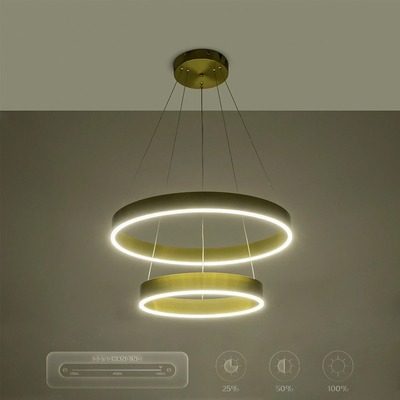 kelvo® VENOM 61187 Μοντέρνο Κρεμαστό Φωτιστικό Οροφής LED 75W 8818lm 120° AC 220-240V IP20 Ρυθμιζόμενο Λευκό CCT με Χειριστήριο από 2700K έως 6000K Dimmable - Lumileds SMD Chip - Χρυσό Βούρτσας - Μ60 x Π60 x Υ40cm - 3 Χρόνια Εγγύηση