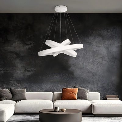 kelvo® VENOM 61189-DECO Μοντέρνο Κρεμαστό Φωτιστικό Οροφής LED 120W 14158lm 120° AC 220-240V IP20 Ρυθμιζόμενο Λευκό CCT με Χειριστήριο από 2700K έως 6000K Dimmable - Lumileds SMD Chip - Λευκό Ματ - Μ80 x Π80 x Υ60cm - 3 Χρόνια Εγγύηση