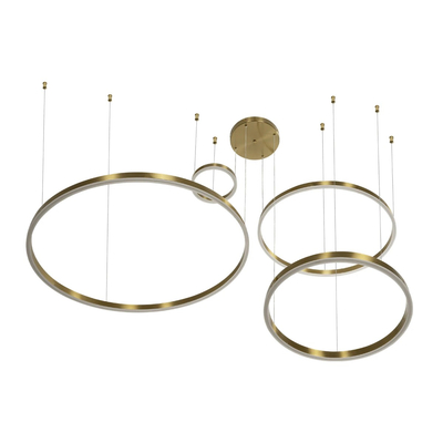 kelvo® VENOM 61193 Μοντέρνο Κρεμαστό Φωτιστικό Οροφής LED 150W 17659lm 120° AC 220-240V IP20 Ρυθμιζόμενο Λευκό CCT με Χειριστήριο από 2700K έως 6000K Dimmable - Lumileds SMD Chip - Χρυσό Βούρτσας - Μ150 x Π90 x Υ60cm - 3 Χρόνια Εγγύηση