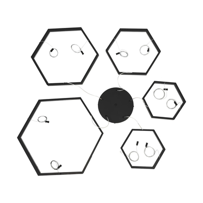 kelvo® LEXAGON 61397 Μοντέρνο Κρεμαστό Φωτιστικό Οροφής LED 120W 12000lm 200° AC 220-240V IP20 Ρυθμιζόμενο Λευκό CCT με Χειριστήριο από 2700K έως 6000K Dimmable - Lumileds SMD Chip - Μαύρο - Μ110 x Π90 x Υ110cm - 3 Χρόνια Εγγύηση