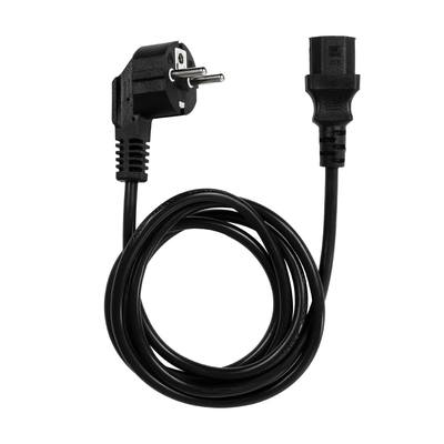 GLOBOSTAR® PLUGA 61498 Καλώδιο Τροφοδοσίας C13 με Πλάγια Πρίζα Schuko 250V 10A max 1.5m - 3*0.75mm2 - Μαύρο - Μ150 x Π3.6 x Υ3.6cm