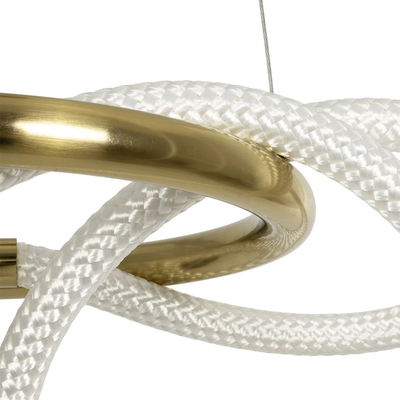 kelvo® GLOW 61657 Μοντέρνο Κρεμαστό Φωτιστικό Οροφής LED 30W 3000lm 360° AC 220-240V IP20 Ρυθμιζόμενο Λευκό CCT με Χειριστήριο από 2700K έως 6000K Dimmable - Lumileds SMD Chip - Χρυσό Πλατίνα & Λευκό Νήμα - Μ40 x Π40 x Υ30cm - 3 Χρόνια Εγγύηση