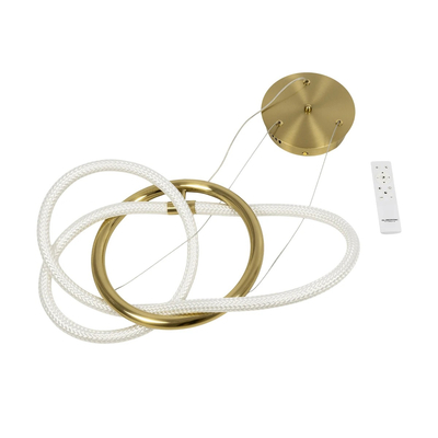 kelvo® GLOW 61657 Μοντέρνο Κρεμαστό Φωτιστικό Οροφής LED 30W 3000lm 360° AC 220-240V IP20 Ρυθμιζόμενο Λευκό CCT με Χειριστήριο από 2700K έως 6000K Dimmable - Lumileds SMD Chip - Χρυσό Πλατίνα & Λευκό Νήμα - Μ40 x Π40 x Υ30cm - 3 Χρόνια Εγγύηση