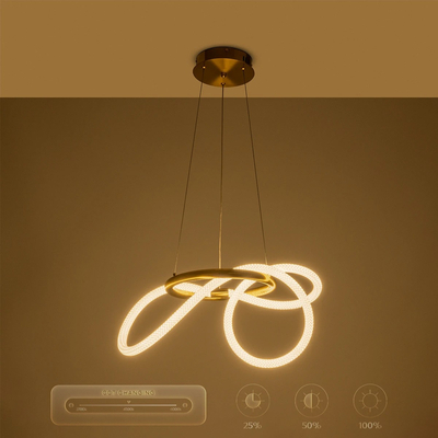 kelvo® GLOW 61657 Μοντέρνο Κρεμαστό Φωτιστικό Οροφής LED 30W 3000lm 360° AC 220-240V IP20 Ρυθμιζόμενο Λευκό CCT με Χειριστήριο από 2700K έως 6000K Dimmable - Lumileds SMD Chip - Χρυσό Πλατίνα & Λευκό Νήμα - Μ40 x Π40 x Υ30cm - 3 Χρόνια Εγγύηση