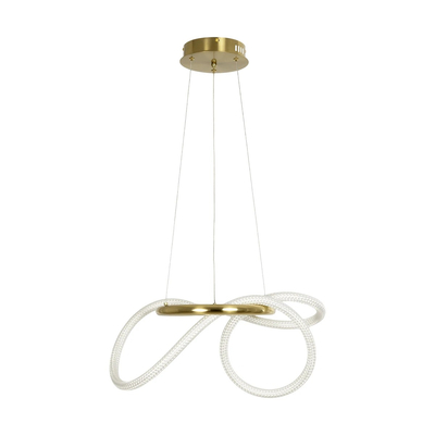 kelvo® GLOW 61657 Μοντέρνο Κρεμαστό Φωτιστικό Οροφής LED 30W 3000lm 360° AC 220-240V IP20 Ρυθμιζόμενο Λευκό CCT με Χειριστήριο από 2700K έως 6000K Dimmable - Lumileds SMD Chip - Χρυσό Πλατίνα & Λευκό Νήμα - Μ40 x Π40 x Υ30cm - 3 Χρόνια Εγγύηση