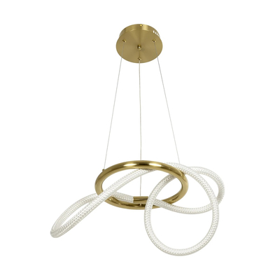 kelvo® GLOW 61657 Μοντέρνο Κρεμαστό Φωτιστικό Οροφής LED 30W 3000lm 360° AC 220-240V IP20 Ρυθμιζόμενο Λευκό CCT με Χειριστήριο από 2700K έως 6000K Dimmable - Lumileds SMD Chip - Χρυσό Πλατίνα & Λευκό Νήμα - Μ40 x Π40 x Υ30cm - 3 Χρόνια Εγγύηση