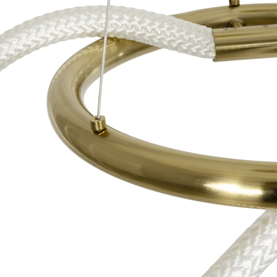 kelvo® GLOW 61657 Μοντέρνο Κρεμαστό Φωτιστικό Οροφής LED 30W 3000lm 360° AC 220-240V IP20 Ρυθμιζόμενο Λευκό CCT με Χειριστήριο από 2700K έως 6000K Dimmable - Lumileds SMD Chip - Χρυσό Πλατίνα & Λευκό Νήμα - Μ40 x Π40 x Υ30cm - 3 Χρόνια Εγγύηση