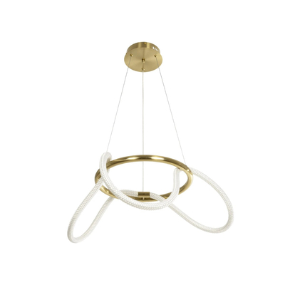 kelvo® GLOW 61658 Μοντέρνο Κρεμαστό Φωτιστικό Οροφής LED 36W 3600lm 360° AC 220-240V IP20 Ρυθμιζόμενο Λευκό CCT με Χειριστήριο από 2700K έως 6000K Dimmable - Lumileds SMD Chip - Χρυσό Πλατίνα & Λευκό Νήμα - Μ70 x Π70 x Υ40cm - 3 Χρόνια Εγγύηση