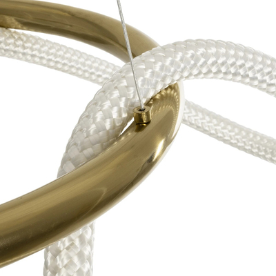 kelvo® GLOW 61658 Μοντέρνο Κρεμαστό Φωτιστικό Οροφής LED 36W 3600lm 360° AC 220-240V IP20 Ρυθμιζόμενο Λευκό CCT με Χειριστήριο από 2700K έως 6000K Dimmable - Lumileds SMD Chip - Χρυσό Πλατίνα & Λευκό Νήμα - Μ70 x Π70 x Υ40cm - 3 Χρόνια Εγγύηση