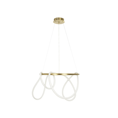 kelvo® GLOW 61659 Μοντέρνο Κρεμαστό Φωτιστικό Οροφής LED 58W 5800lm 360° AC 220-240V IP20 Ρυθμιζόμενο Λευκό CCT με Χειριστήριο από 2700K έως 6000K Dimmable - Lumileds SMD Chip - Χρυσό Πλατίνα & Λευκό Νήμα - Μ80 x Π80 x Υ40cm - 3 Χρόνια Εγγύηση