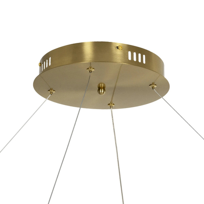 kelvo® GLOW 61661 Μοντέρνο Κρεμαστό Φωτιστικό Οροφής LED 100W 10000lm 360° AC 220-240V IP20 Ρυθμιζόμενο Λευκό CCT με Χειριστήριο από 2700K έως 6000K Dimmable - Lumileds SMD Chip - Χρυσό Πλατίνα & Λευκό Νήμα - Μ150 x Π150 x Υ100cm - 3 Χρόνια Εγγύηση