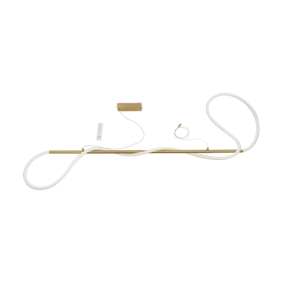 kelvo® GLOW 61663 Μοντέρνο Κρεμαστό Φωτιστικό Οροφής LED 45W 4500lm 360° AC 220-240V IP20 Ρυθμιζόμενο Λευκό CCT με Χειριστήριο από 2700K έως 6000K Dimmable - Lumileds SMD Chip - Χρυσό Πλατίνα & Λευκό Νήμα - Μ180 x Π30 x Υ40cm - 3 Χρόνια Εγγύηση