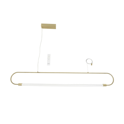 kelvo® GLOW 61664 Μοντέρνο Κρεμαστό Φωτιστικό Οροφής LED 15W 1500lm 360° AC 220-240V IP20 Ρυθμιζόμενο Λευκό CCT με Χειριστήριο από 2700K έως 6000K Dimmable - Lumileds SMD Chip - Χρυσό Πλατίνα & Λευκό Νήμα - Μ120 x Π3 x Υ17cm - 3 Χρόνια Εγγύηση