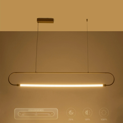 kelvo® GLOW 61664 Μοντέρνο Κρεμαστό Φωτιστικό Οροφής LED 15W 1500lm 360° AC 220-240V IP20 Ρυθμιζόμενο Λευκό CCT με Χειριστήριο από 2700K έως 6000K Dimmable - Lumileds SMD Chip - Χρυσό Πλατίνα & Λευκό Νήμα - Μ120 x Π3 x Υ17cm - 3 Χρόνια Εγγύηση