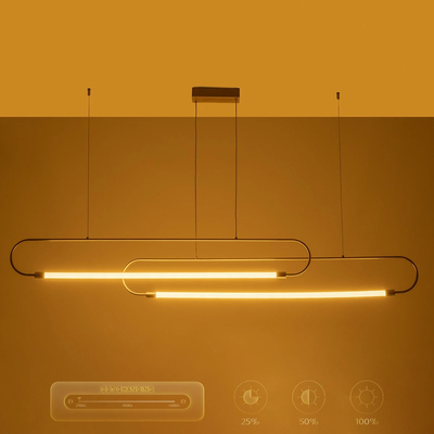 kelvo® GLOW 61665 Μοντέρνο Κρεμαστό Φωτιστικό Οροφής LED 28W 2800lm 360° AC 220-240V IP20 Ρυθμιζόμενο Λευκό CCT με Χειριστήριο από 2700K έως 6000K Dimmable - Lumileds SMD Chip - Χρυσό Πλατίνα & Λευκό Νήμα - Μ167 x Π7 x Υ24cm - 3 Χρόνια Εγγύηση