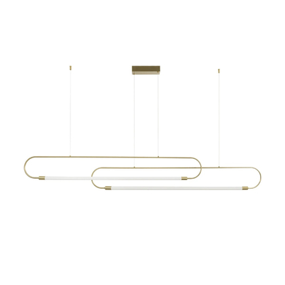 kelvo® GLOW 61665 Μοντέρνο Κρεμαστό Φωτιστικό Οροφής LED 28W 2800lm 360° AC 220-240V IP20 Ρυθμιζόμενο Λευκό CCT με Χειριστήριο από 2700K έως 6000K Dimmable - Lumileds SMD Chip - Χρυσό Πλατίνα & Λευκό Νήμα - Μ167 x Π7 x Υ24cm - 3 Χρόνια Εγγύηση