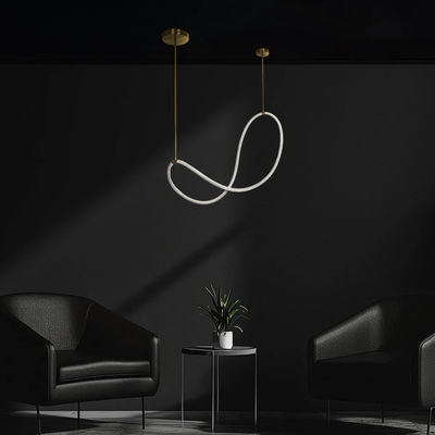 kelvo® GLOW 61667 Μοντέρνο Κρεμαστό Φωτιστικό Οροφής LED 34W 3400lm 360° AC 220-240V IP20 Ρυθμιζόμενο Λευκό CCT με Χειριστήριο από 2700K έως 6000K Dimmable - Lumileds SMD Chip - Χρυσό Πλατίνα & Λευκό Νήμα - Μ20 x Π35 x Υ120cm - 3 Χρόνια Εγγύηση