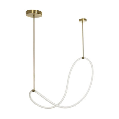 kelvo® GLOW 61667 Μοντέρνο Κρεμαστό Φωτιστικό Οροφής LED 34W 3400lm 360° AC 220-240V IP20 Ρυθμιζόμενο Λευκό CCT με Χειριστήριο από 2700K έως 6000K Dimmable - Lumileds SMD Chip - Χρυσό Πλατίνα & Λευκό Νήμα - Μ20 x Π35 x Υ120cm - 3 Χρόνια Εγγύηση