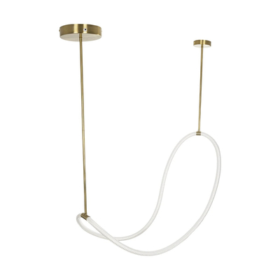 kelvo® GLOW 61667 Μοντέρνο Κρεμαστό Φωτιστικό Οροφής LED 34W 3400lm 360° AC 220-240V IP20 Ρυθμιζόμενο Λευκό CCT με Χειριστήριο από 2700K έως 6000K Dimmable - Lumileds SMD Chip - Χρυσό Πλατίνα & Λευκό Νήμα - Μ20 x Π35 x Υ120cm - 3 Χρόνια Εγγύηση