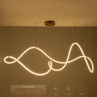 kelvo® GLOW 61668 Μοντέρνο Κρεμαστό Φωτιστικό Οροφής LED 65W 6500lm 360° AC 220-240V IP20 Ρυθμιζόμενο Λευκό CCT με Χειριστήριο από 2700K έως 6000K Dimmable - Lumileds SMD Chip - Χρυσό Πλατίνα & Λευκό Νήμα - Μ150 x Π70 x Υ90cm - 3 Χρόνια Εγγύηση