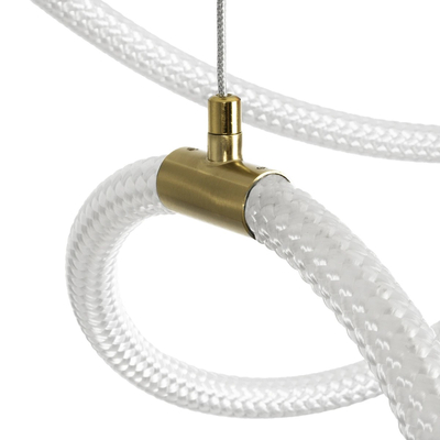 kelvo® GLOW 61668 Μοντέρνο Κρεμαστό Φωτιστικό Οροφής LED 65W 6500lm 360° AC 220-240V IP20 Ρυθμιζόμενο Λευκό CCT με Χειριστήριο από 2700K έως 6000K Dimmable - Lumileds SMD Chip - Χρυσό Πλατίνα & Λευκό Νήμα - Μ150 x Π70 x Υ90cm - 3 Χρόνια Εγγύηση