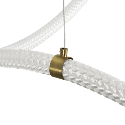 kelvo® GLOW 61668 Μοντέρνο Κρεμαστό Φωτιστικό Οροφής LED 65W 6500lm 360° AC 220-240V IP20 Ρυθμιζόμενο Λευκό CCT με Χειριστήριο από 2700K έως 6000K Dimmable - Lumileds SMD Chip - Χρυσό Πλατίνα & Λευκό Νήμα - Μ150 x Π70 x Υ90cm - 3 Χρόνια Εγγύηση