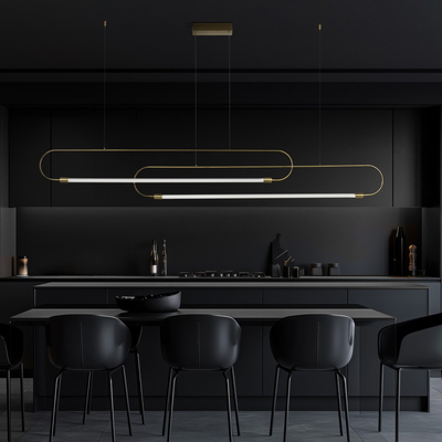 kelvo® GLOW 61665 Μοντέρνο Κρεμαστό Φωτιστικό Οροφής LED 28W 2800lm 360° AC 220-240V IP20 Ρυθμιζόμενο Λευκό CCT με Χειριστήριο από 2700K έως 6000K Dimmable - Lumileds SMD Chip - Χρυσό Πλατίνα & Λευκό Νήμα - Μ167 x Π7 x Υ24cm - 3 Χρόνια Εγγύηση