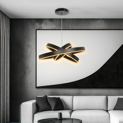 kelvo® VENOM 61188-DECO Μοντέρνο Κρεμαστό Φωτιστικό Οροφής LED 120W 14158lm 120° AC 220-240V IP20 Ρυθμιζόμενο Λευκό CCT με Χειριστήριο από 2700K έως 6000K Dimmable - Lumileds SMD Chip - Μαύρο Ματ - Μ80 x Π80 x Υ60cm - 3 Χρόνια Εγγύηση