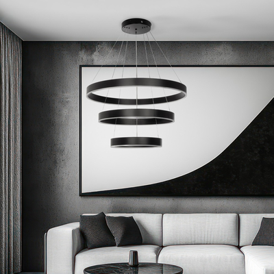 kelvo® VENOM 61188 Μοντέρνο Κρεμαστό Φωτιστικό Οροφής LED 120W 14158lm 120° AC 220-240V IP20 Ρυθμιζόμενο Λευκό CCT με Χειριστήριο από 2700K έως 6000K Dimmable - Lumileds SMD Chip - Μαύρο Ματ - Μ80 x Π80 x Υ60cm - 3 Χρόνια Εγγύηση