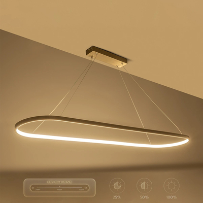 GLOBOSTAR® BOLIVAR 61273 Μοντέρνο Κρεμαστό Φωτιστικό Οροφής LED 54W 6210lm 360° AC 220-240V IP20 Ρυθμιζόμενο Λευκό CCT με Χειριστήριο από 2700K έως 6000K Dimmable - Lumileds SMD Chip - Νίκελ Βούρτσας - Μ120 x Π30 x Υ2cm - 3 Χρόνια Εγγύηση