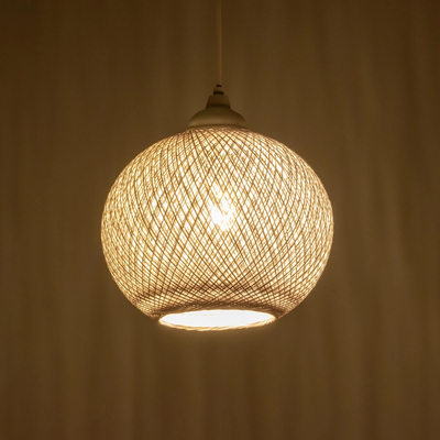 GLOBOSTAR® SOLEI 205-0009 Boho Κρεμαστό Φωτιστικό Οροφής με Ντουί 1 x E27 AC 220-240V IP20 - Λευκό - M20 x Π20 x Υ25cm