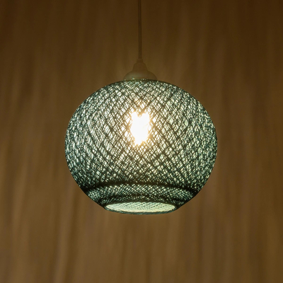 GLOBOSTAR® SOLEI 205-0012 Boho Κρεμαστό Φωτιστικό Οροφής με Ντουί 1 x E27 AC 220-240V IP20 - Τιρκουάζ - M20 x Π20 x Υ25cm