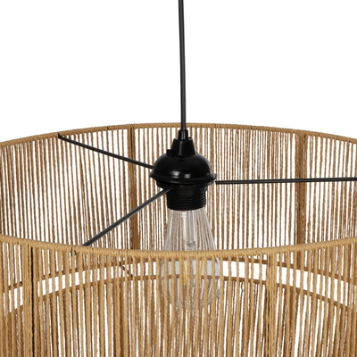 GLOBOSTAR® ROXXI 205-0020 Boho Κρεμαστό Φωτιστικό Οροφής με Ντουί 1 x E27 AC 220-240V IP20 - Μπεζ - M50 x Π50 x Υ36cm