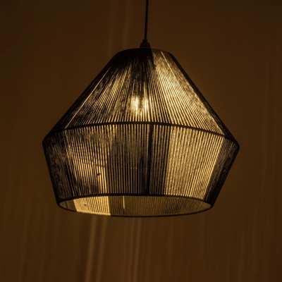 GLOBOSTAR® ANGULUS 205-0021 Boho Κρεμαστό Φωτιστικό Οροφής με Ντουί 1 x E27 AC 220-240V IP20 - Μαύρο & Γκρι - M40 x Π40 x Υ35cm