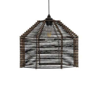 GLOBOSTAR® VORK 205-0027 Boho Κρεμαστό Φωτιστικό Οροφής με Ντουί 1 x E27 AC 220-240V IP20 - Μαύρο - M40 x Π40 x Υ36cm