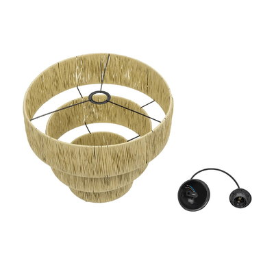 GLOBOSTAR® COROIN 205-0034 Boho Κρεμαστό Φωτιστικό Οροφής με Ντουί 1 x E27 AC 220-240V IP20 - Μπεζ - M40 x Π40 x Υ35cm