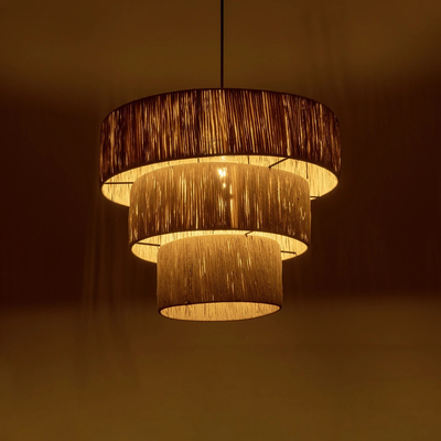 GLOBOSTAR® COROIN 205-0034 Boho Κρεμαστό Φωτιστικό Οροφής με Ντουί 1 x E27 AC 220-240V IP20 - Μπεζ - M40 x Π40 x Υ35cm