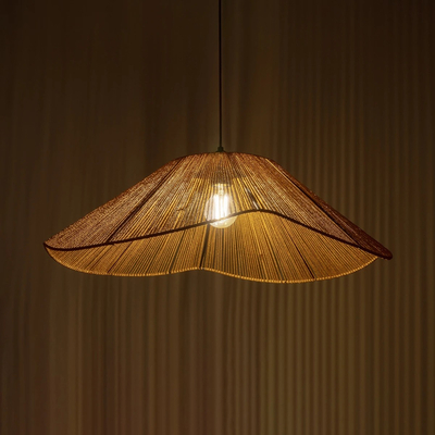 GLOBOSTAR® COURBE 205-0039 Boho Κρεμαστό Φωτιστικό Οροφής με Ντουί 1 x E27 AC 220-240V IP20 - Μπεζ - M62 x Π62 x Υ22cm