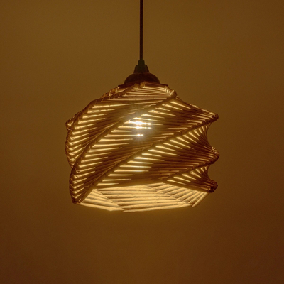 GLOBOSTAR® HUSLE 205-0044 Boho Κρεμαστό Φωτιστικό Οροφής με Ντουί 1 x E27 AC 220-240V IP20 - Μπεζ - M24 x Π24 x Υ21cm