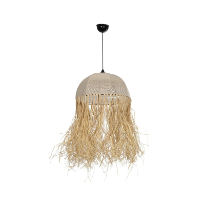 GLOBOSTAR® PLUVIA 205-0080 Boho Κρεμαστό Φωτιστικό Οροφής με Ντουί 1 x E27 AC 220-240V IP20 - Μπεζ - M50 x Π50 x Υ80cm