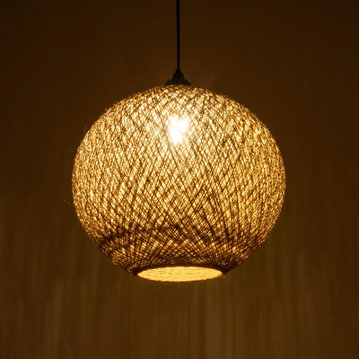 GLOBOSTAR® SOLEI 205-0001 Boho Κρεμαστό Φωτιστικό Οροφής με Ντουί 1 x E27 AC 220-240V IP20 - Μπεζ - M40 x Π40 x Υ36cm