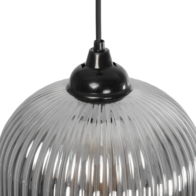 GLOBOSTAR® MELONI 206-0018 Μοντέρνο Κρεμαστό Φωτιστικό Οροφής με Ντουί 1 x E27 AC 220-240V IP20 - Μαύρο Φιμέ - Μ20 x Π20 x Υ38cm