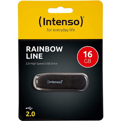 Intenso 16GB Rainbow USB 2.0 Flash Drive - Black